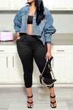 hulianfu Patchwork Off Shoulder Versatile Denim Jacket