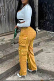 hulianfu Solid Color On-trend Multi Pocket Jeans