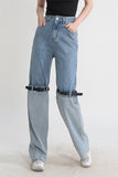 hulianfu Patchwork Belted Design Modern Jeans