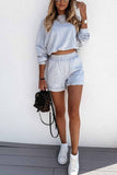 hulianfu hulianfu Round Neck Long Sleeve Solid Color Tie-Dye Two-Piece Suit Tops