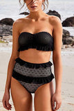 hulianfu Lace Mesh High Waist Bikini Swimwear(3 Colors)