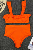 hulianfu High Waist Ruffled Bikini Set(3 Colors)