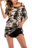 hulianfu Camouflage Strapless T-shirt