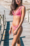 hulianfu Striped Hollow-out Sexy Bikini Set
