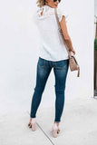 hulianfu Summer Geometric Stitching Lace Short Sleeves Tops (6 Colors)