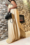 hulianfu Solid Color Whimsical Wide Leg Jumpsuit With Belt
