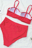 hulianfu High Waist Polka Dot  Red Swimsuit