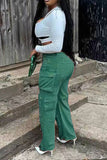 hulianfu Solid Color On-trend Multi Pocket Jeans