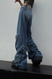 hulianfu Gradient Boyish Multi Pocket Jeans