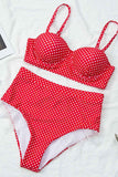 hulianfu High Waist Polka Dot  Red Swimsuit