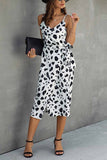 hulianfu hulianfu V Neck Print Dress With Belts(4 Colors)