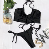 hulianfu Split Leopard Bikini Swimsuit(2 colors)
