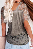 hulianfu New Women's Lace Short Sleeve V-Neck Tops(3 colors)