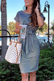 hulianfu hulianfu Striped Knot Design Grey Midi Dress(5 Colors)