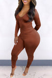 hulianfu Solid Color Elegant Back Drawstring Jumpsuit
