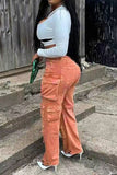 hulianfu Solid Color On-trend Multi Pocket Jeans