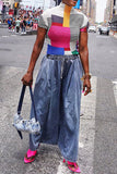 hulianfu Solid Color Casual Wide Leg Jeans