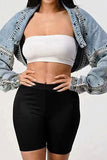 hulianfu Rivet Design On-trend Cape Style Denim Jacket