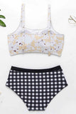 hulianfu Plaid Print Split Swimsuit