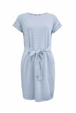 hulianfu hulianfu Striped Knot Design Grey Midi Dress(5 Colors)