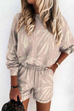 hulianfu hulianfu Round Neck Long Sleeve Solid Color Tie-Dye Two-Piece Suit Tops