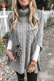 hulianfu hulianfu High Neck Loose Cable Knit Pattern Stitching Sweater(7 Colors)