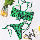 hulianfu Split Leopard Bikini Swimsuit(2 colors)