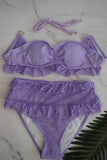hulianfu Lace Mesh High Waist Bikini Swimwear(3 Colors)