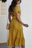 hulianfu hulianfu Pure Color Simple Restraint Waist Midi Dress(3 Colors)