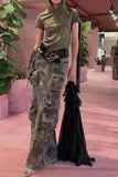 hulianfu Camouflage Punk Multi Pocket Lace-Up Skirt