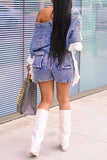 hulianfu Tassel Design Unique Irregular Denim Pant Suit (Three Pieces)