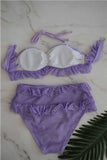 hulianfu Lace Mesh High Waist Bikini Swimwear(3 Colors)