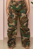 hulianfu Camouflage Modern Multi Pocket Jeans
