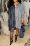 Hit Color On-trend Oversize Single Breasted Midi Dress