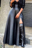 hulianfu Black Undeniable High Split Skirt