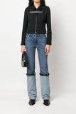 hulianfu Hit Color Patchwork Belt Design Striking Jeans
