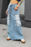 hulianfu Gradient Punk Multi Pocket Belted Denim Skirt