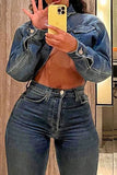 hulianfu Solid Color Smart Denim Coat