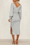 hulianfu hulianfu V Neck Backless Sweater Dress(5 Colors)