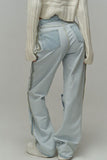 hulianfu Inside-Out Chic Wide Leg Ripped Jeans