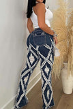 hulianfu Checked Ripped Unusual Micro Flared Jeans