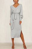hulianfu hulianfu V Neck Backless Sweater Dress(5 Colors)
