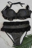 hulianfu Lace Mesh High Waist Bikini Swimwear(3 Colors)