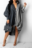 Hit Color On-trend Oversize Single Breasted Midi Dress