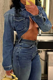 hulianfu Solid Color Smart Denim Coat