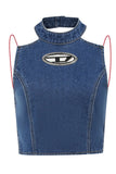 hulianfu Metal Decor Smart Strappy Open Back Denim Camisole