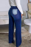 hulianfu Striped Patchwork On-trend Micro Flared Jeans