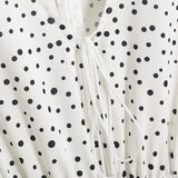 hulianfu V Neck Dot Printed Floor Length Dress(3 Colors)