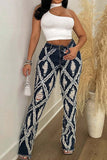 hulianfu Checked Ripped Unusual Micro Flared Jeans