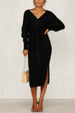 hulianfu hulianfu V Neck Backless Sweater Dress(5 Colors)